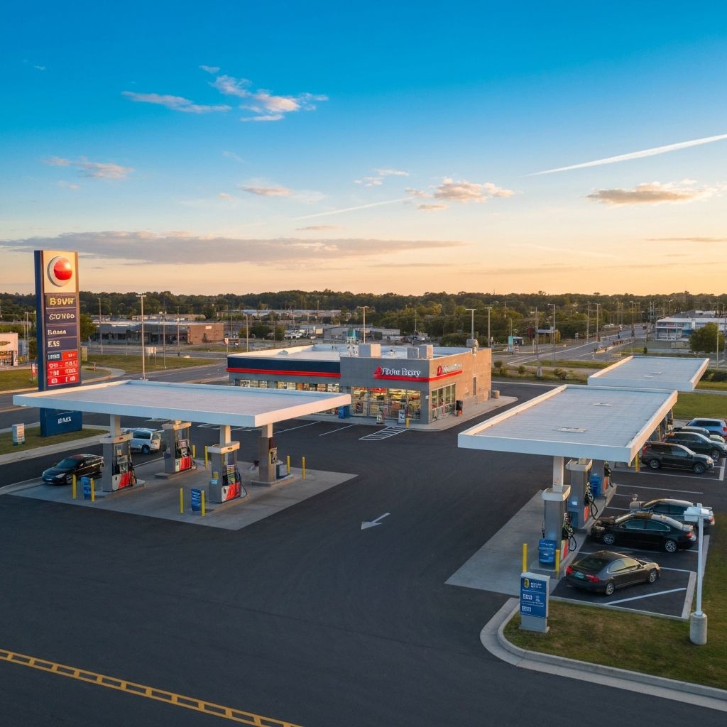 Gas station aerial view